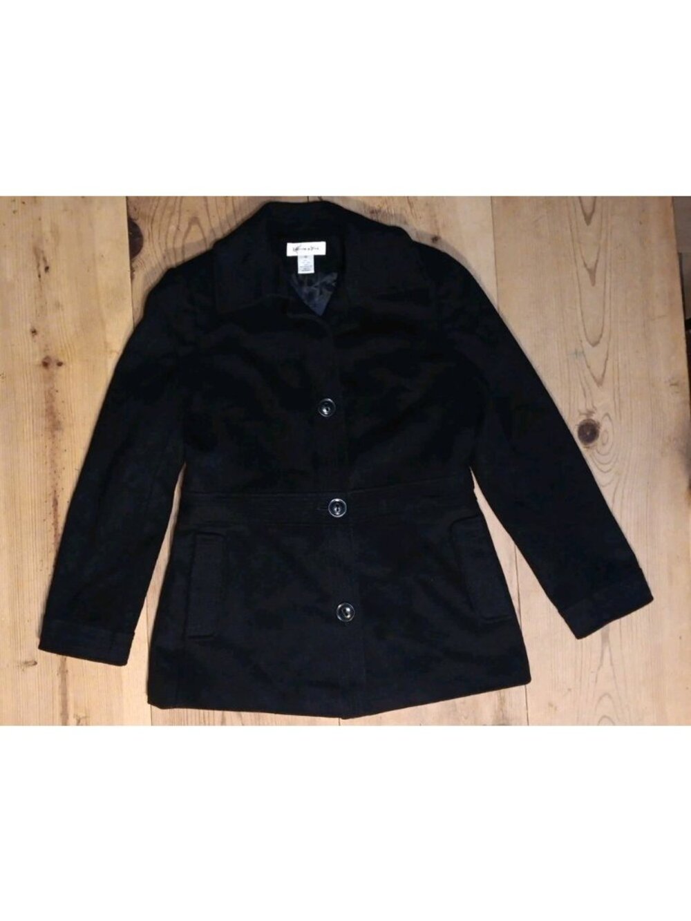 VTG Preston & York Womens 10 Peacoat Black 100% Wool Lined Pockets Winter